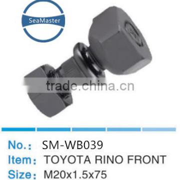 High strenth alloy wheel bolt with nut M22*1.5*75mm for trucks and autos