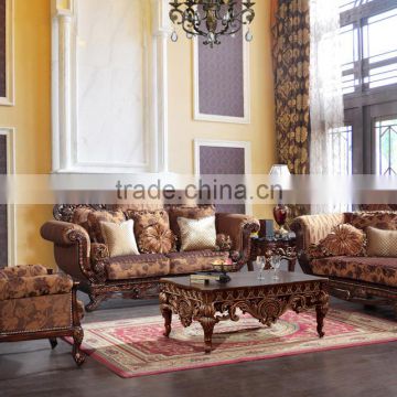 2017 NEW ITEM Classic Design Solid Wood Upholstery Sectional Sofa Set/Traditional European Wooden Living Room Sofa (MOQ=1 Set)