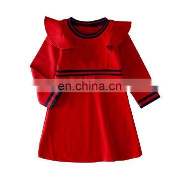 Wholesale Kids Clothes Cotton Long Sleeve Autumn Winter Solid Color Ruffle Kids Girl Party Dress
