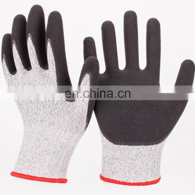 EN388 13997 Sandy Nitrile Coating Anti Cut Safety Gloves Cut Resistant Gloves