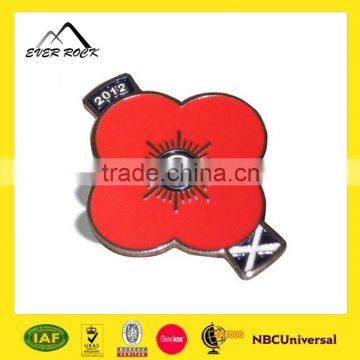 Hot Selling Csutom Enamel Metal Poppy Lapel Badge