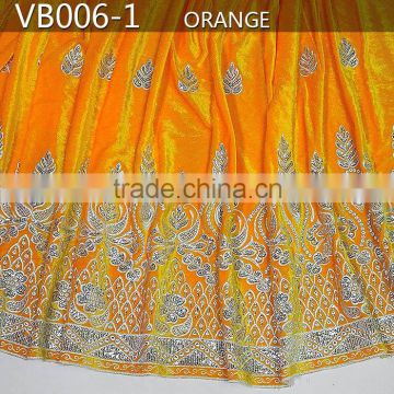 2015 latest design of african silk velvet lace fabric for evening dresses VB006-1 orange