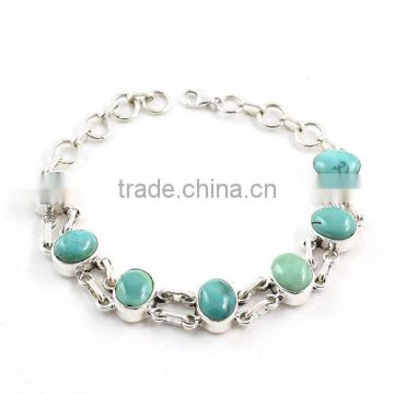 925 sterling silver jewelry blue natural turquoise bracelet wholesale natural gemstone jewellery