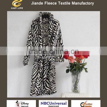 coral fleece bathrobe shawl collar warm pajamas leopard print