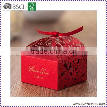 Red Color Sweet Love Wedding Pearl Paper Wedding Chocolate Box