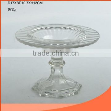Exquisite transparent 672g glass Cake base with lacy
