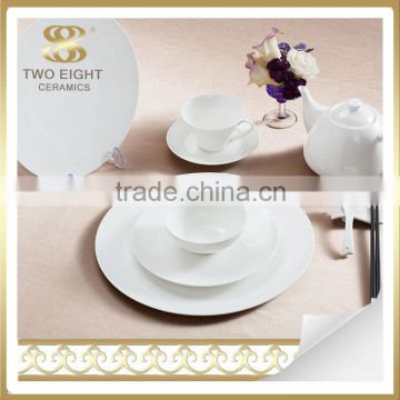 Plain white ceramic breakfast dinnerware dinner plate set bone china