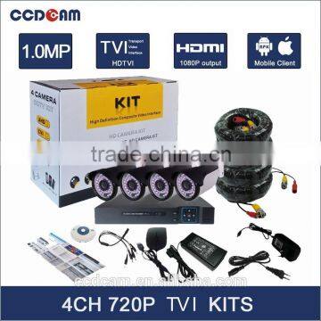 4CH 720P HD TVI camera Kit IR Night Vision Mini NVR Kit Security Camera Outdoor