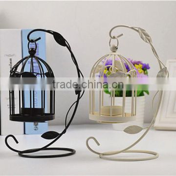 New design leaves bird cage metal candle holder
