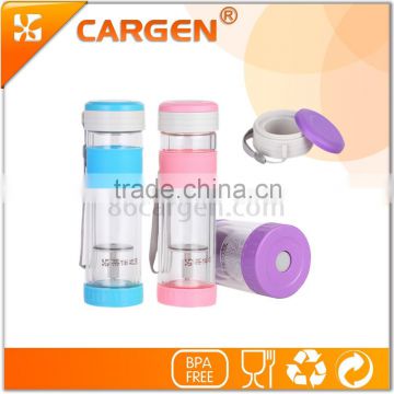 2015 top10 products new designed double wall glass water bottle with infuser