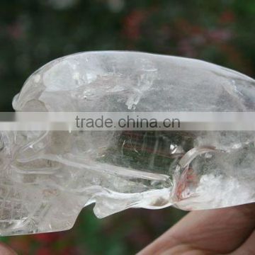 LONG Natural Rock Clear Quartz Crystal Skull