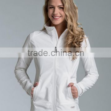lady's 100% polyester micro polar fleece jacket with sleeve glove