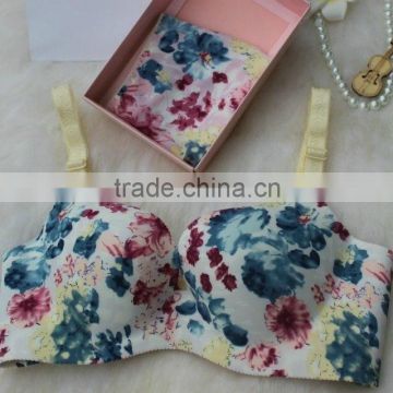 ladies flower printing basic bra and panties