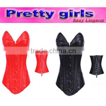 women casual push up leather sexy strapless corset m1989
