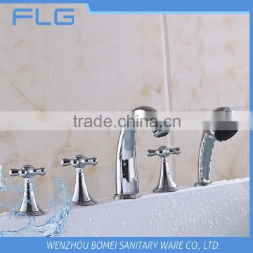 High Quality Product FLG615 Lead Free Chrome Finished Cold&Hot Water 5 PCS Bathtub 5 Holes Shower Faucet set