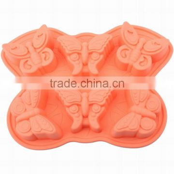 Food Grade Six Cavity Butterfly Design Non Stick Jelly Pudding Mooncake DIY Mold Silicon Soap