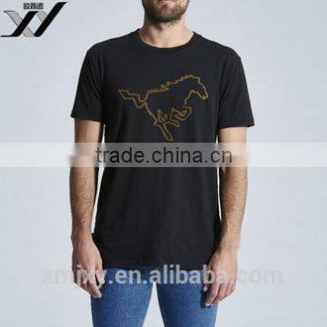 Regular Fit Horse Black Short Sleeve T-shirt for Man
