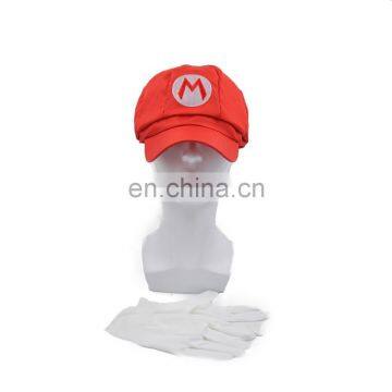 New style fancy dress cheap Super Mario adult cosplay hats and caps with gloves for party MFJ-0054