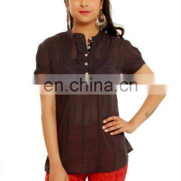India wholesale cotton tunic for woman short sleeve designer top