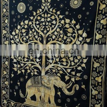 Indian Screen Printed Tapestry Bedspreads Elephant Printed Wall Hangings