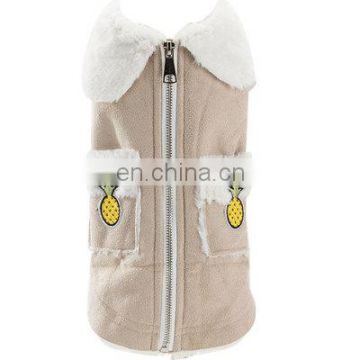 Pet dog Winter Clothes waistcoat Wholesale dog cat clothes pineapple pocket zipper