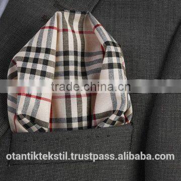 Beige Black Striped Custom Pocket Square, Manufactoring Hankercheif,