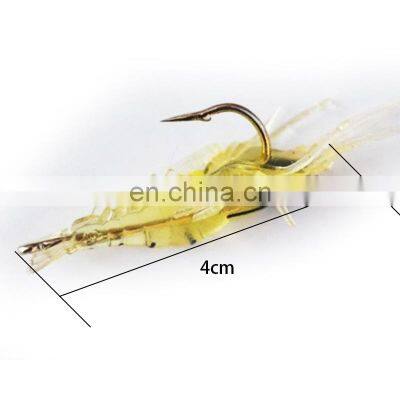 4cm 1.5g Ocean Boat Freshwater bass lifelike Black stripe glow Fishing  luminous silicone shrimp soft lure