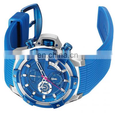 Customized Your Logo Sky-blue Dial Watch Fashion Jam Tangan Japanese Movement Watches Men Wrist Luxury