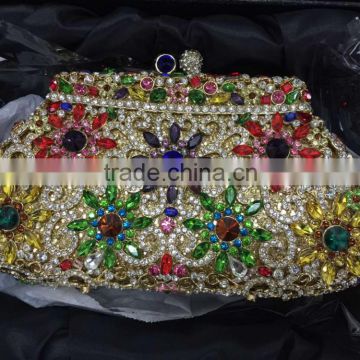designer fashion evening crystal elegant lady's wedding bag with floral flower