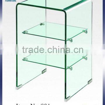 hot stylish bar modeling CT-084 bent glass display Storage table with 2-layers rack