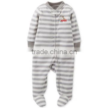 Polar Fleece Baby Wearing Baby Boys Casual Stripe Coverall Romper For Wholesale
