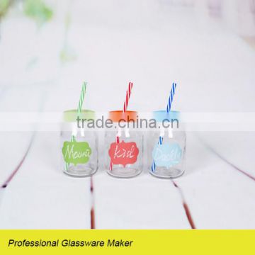 popular 3pcs glass drinking mason jar set with color board