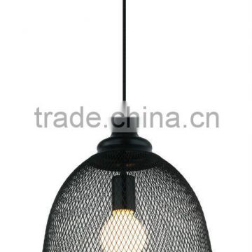 E27 Lamp Holder Iron Cage Pendant Lamp, Black Wire Cage Shade,Modern Pendant Light