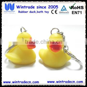 Mini yellow duck with keyring/rubber small duck key chain