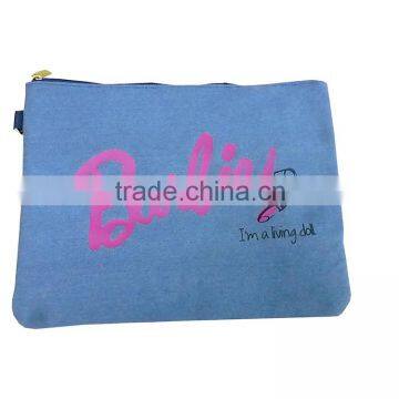 zipper closure flat cosmetic bags with handle