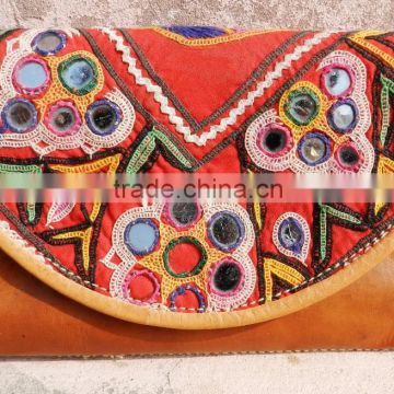 Real leather hand made banjara fabrics leather wallets & purses