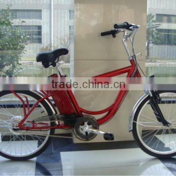 beautiful red color best quality economical model 24inch electric bicycle for city use