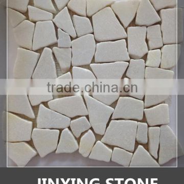 natural stone mosaic with white round pebble stone