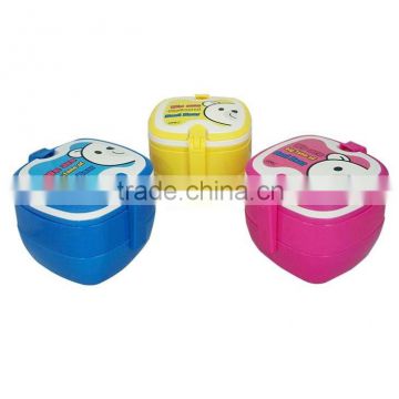 Food grade three layer plastic lunch box with handle