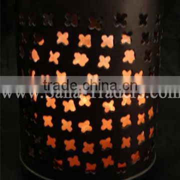 Iron Cylinder Shaped (6"x4") Tea Light Holder with 1 Kg Natural Salt Tea Light