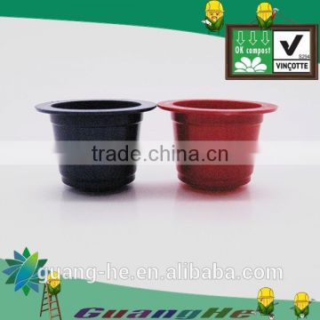 Non-toxic PLA plastic empty compatible Nespresso coffee capsule cup,-100%biodegradable