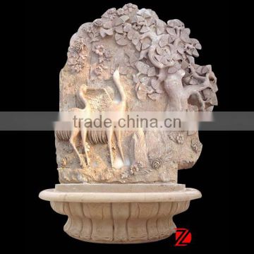 stone carving wall fountain with flower and swan for home decoration