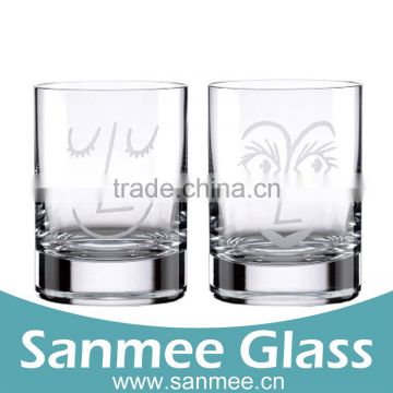 2015 High Quality Gift Cup Expression Pattern Design Glass Tumbler