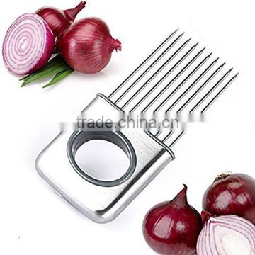 Onion Holder Vegetable Potato Cutter Slicer Gadget Stainless Steel Fork Slicing Odor Remover Kitchen Tool Aid Gadget Cutting Cho