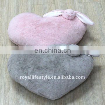 Cute Plush Rabbit Design Heart-Shaped Cushion