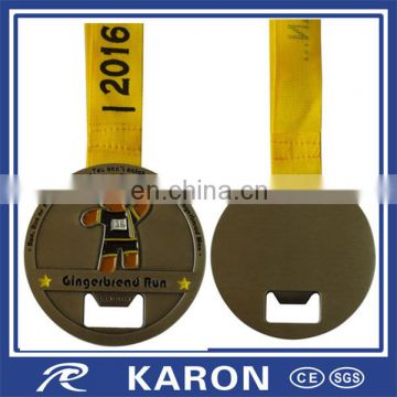 die casting zinc alloy bottle opener medal with ribbons