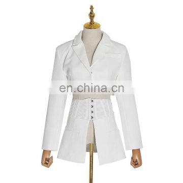 Blazer Coat Fashion Patchwork Clothing white Women Ladies