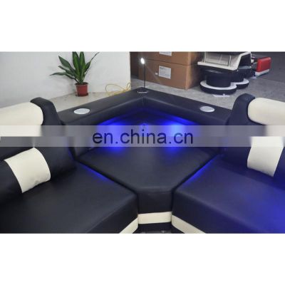 Living room furniture LED lamps top quality leather couch living room sofas