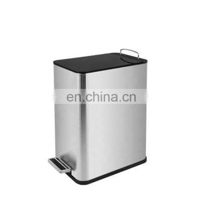High quality new design 6 liters Rectangular metal trash can with Soft Closed function stainless steel kitchen trash bin