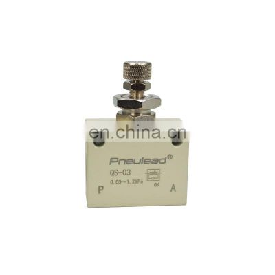 Pneulead Type QS-03 3/8'' pneumatic air manual one way solenoid throttle flow control valve